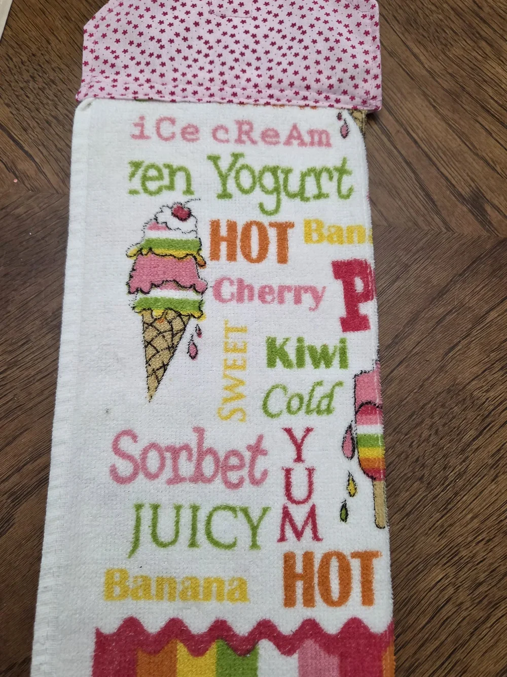 Colorful Popsicle Hanging Kitchen Towel - Pink